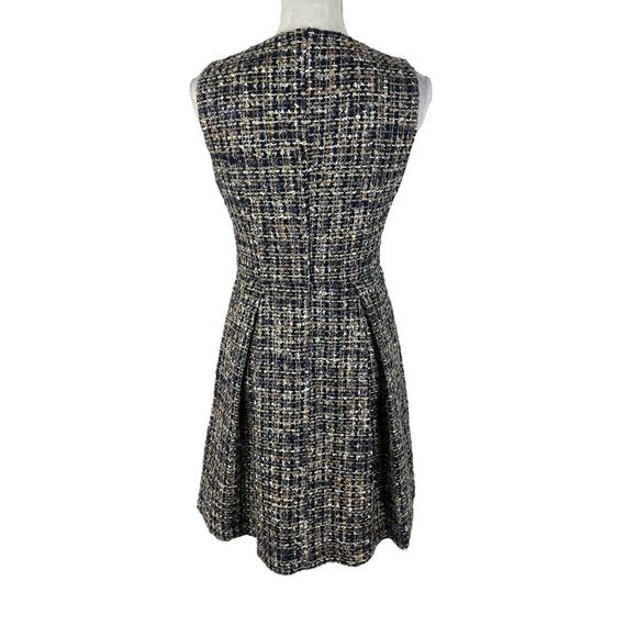 Gal Meets Glam Tinsley Metallic Tweed Dress Sleeveless Fit Flare Academia Size 2 - Picture 5 of 9